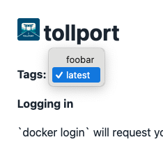 A dropdown with foobar and latest shown