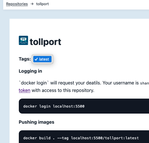 A dropdown with only 'latest' shown